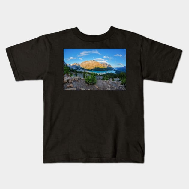 Banff National Park Canada Looking Down on Peyto Lake Kids T-Shirt by WayneOxfordPh